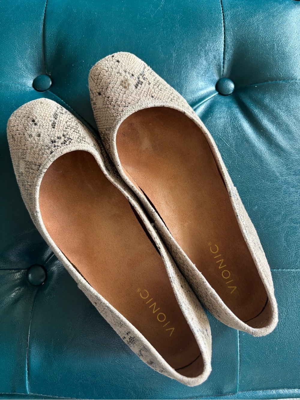 Vionic Rose Snake-Print Slip-On Ballet Flats